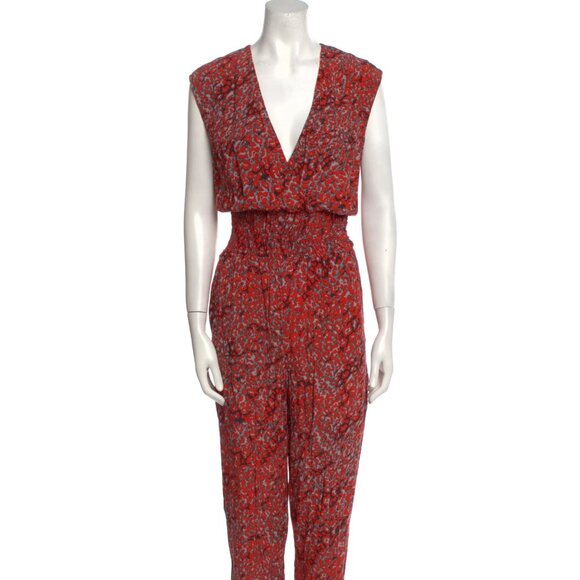 MAJE Pioma Leopard-print Woven Jumpsuit In Imprime Size XS EU 34 Red Gray Grey - Picture 2 of 11
